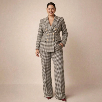 Tweed Plaid Long Sleeve Matching Set