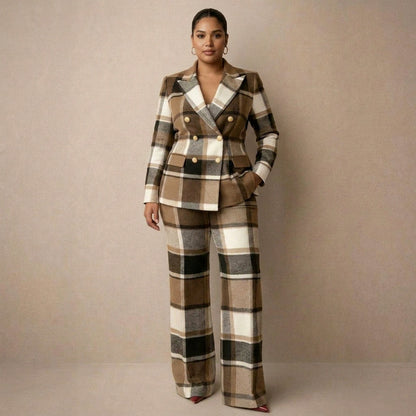 Tweed Plaid Long Sleeve Matching Set
