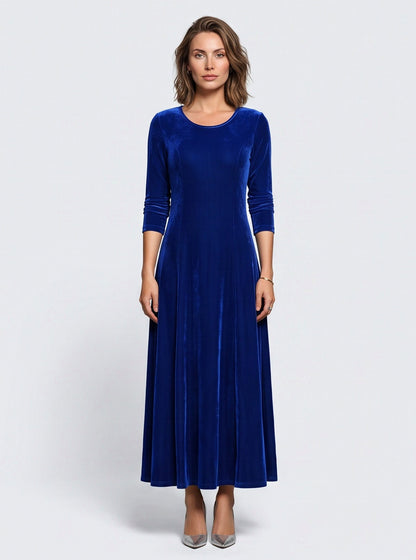 Velvet A-Line Modest Maxi Dress