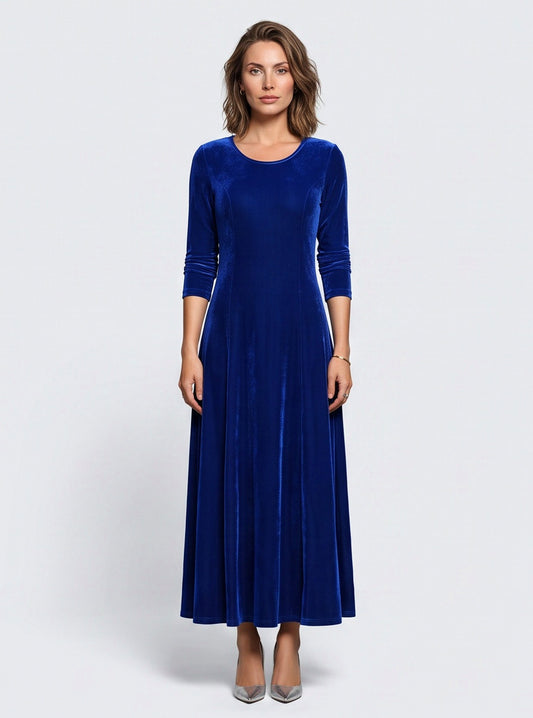 Velvet A-Line Modest Maxi Dress