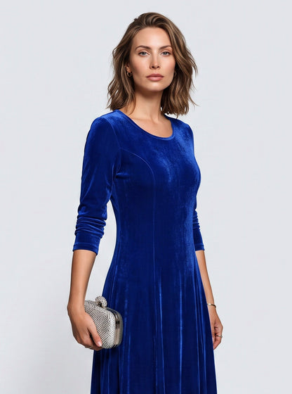 Velvet A-Line Modest Maxi Dress