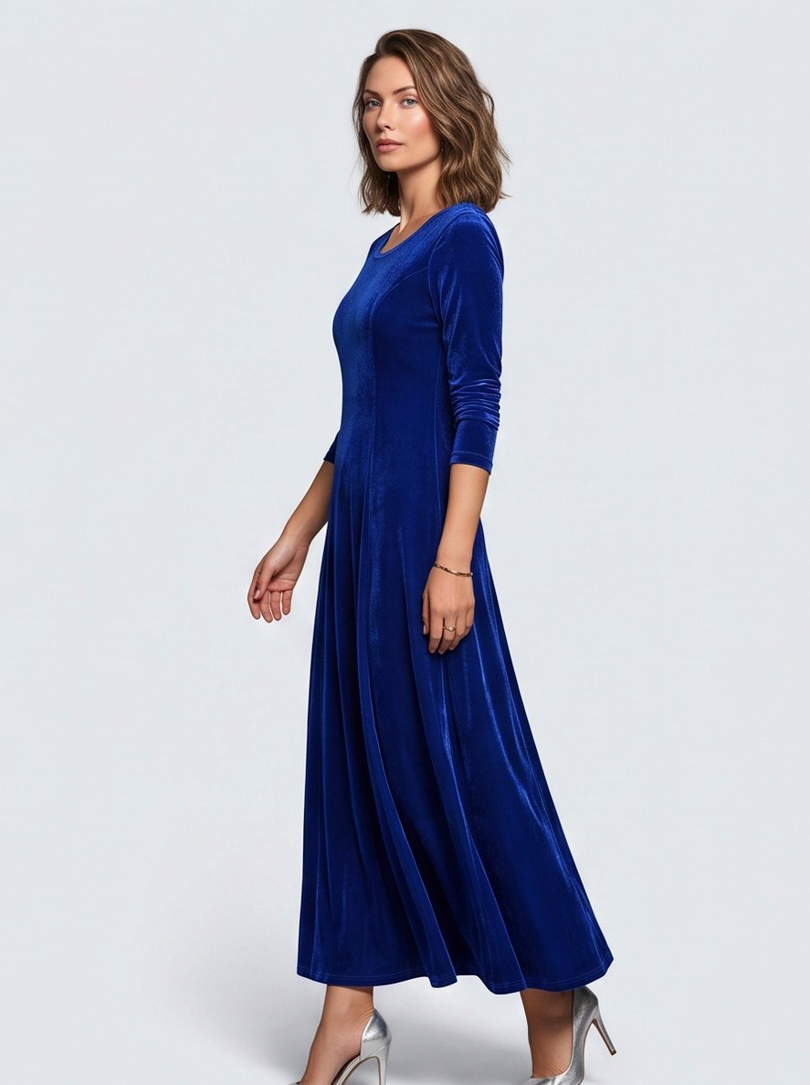 Velvet A-Line Modest Maxi Dress