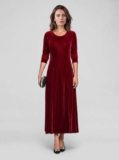 Velvet A-Line Modest Maxi Dress