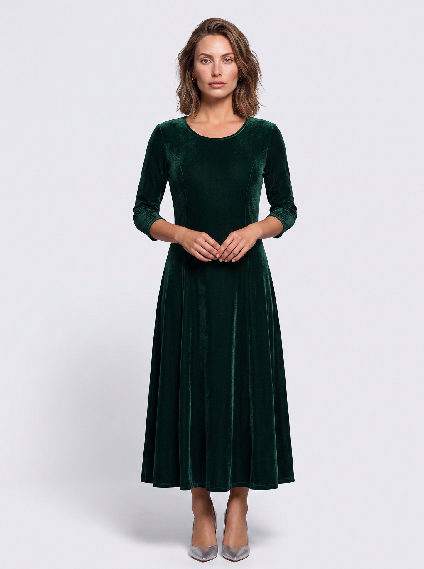 Velvet A-Line Modest Maxi Dress