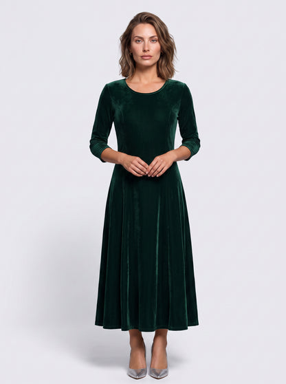 Velvet A-Line Modest Maxi Dress