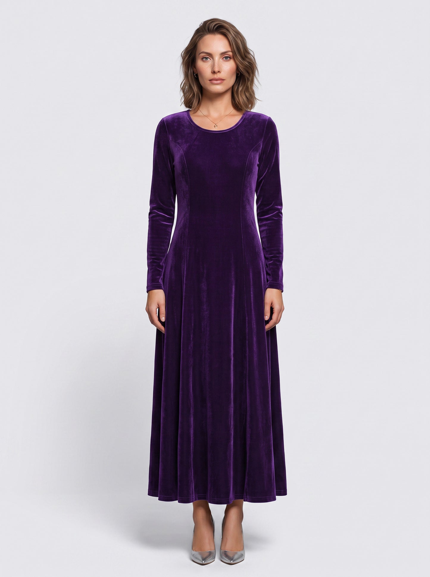 Velvet A-Line Modest Maxi Dress