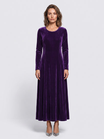 Velvet A-Line Modest Maxi Dress