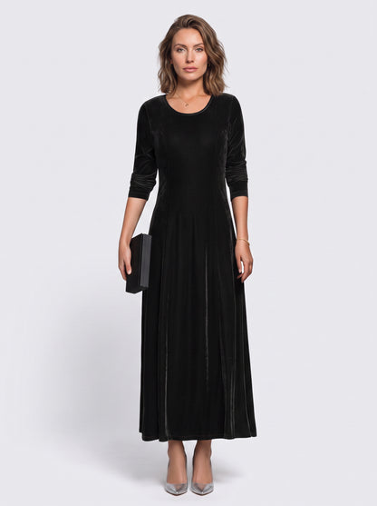 Velvet A-Line Modest Maxi Dress
