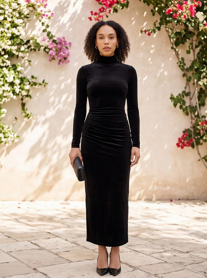 Velvet Long Sleeve Maxi Dress