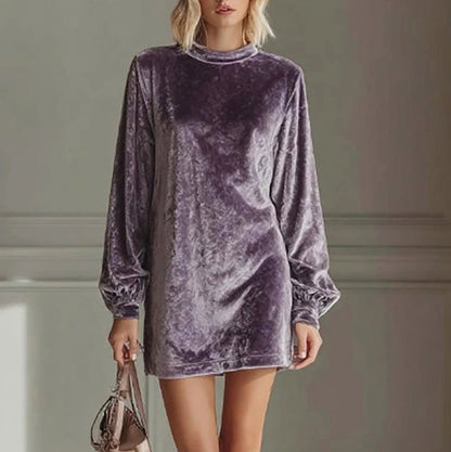 Velvet Mock Neck Mini Dress