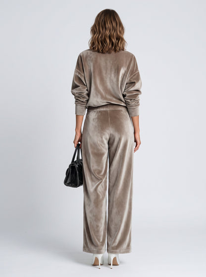 Velvet Mock Neck Wide Leg Set