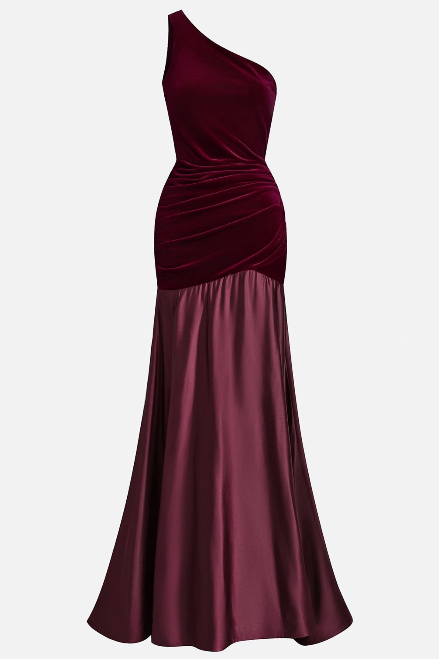 Velvet One Shoulder Drop Waist Maxi Dress