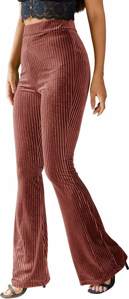 Velvet Ribbed Flare Pants