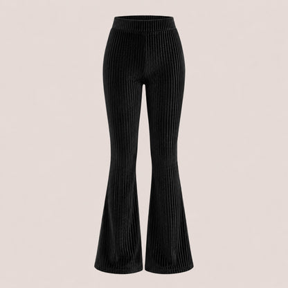 Velvet Ribbed Flare Pants