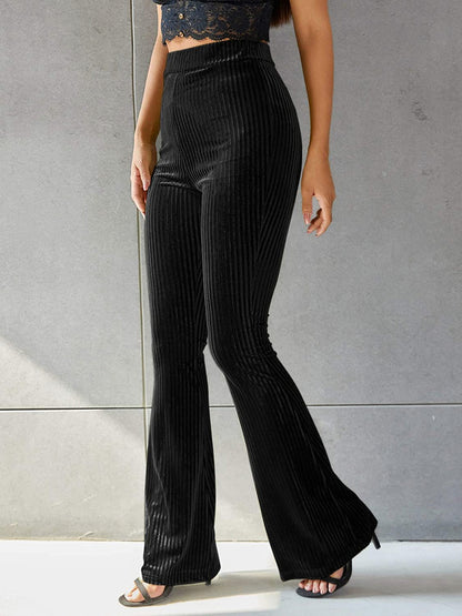 Velvet Ribbed Flare Pants
