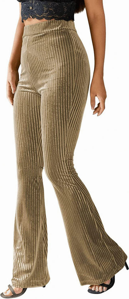 Velvet Ribbed Flare Pants