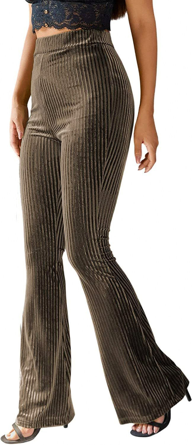 Velvet Ribbed Flare Pants
