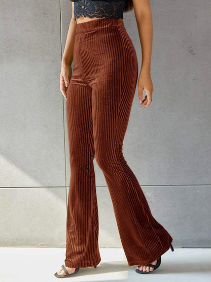 Velvet Ribbed Flare Pants