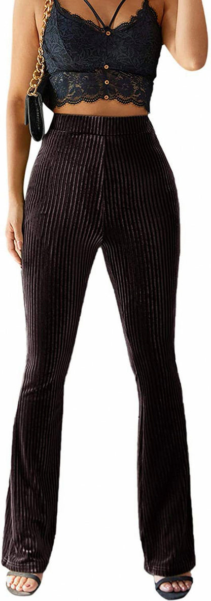 Velvet Ribbed Flare Pants