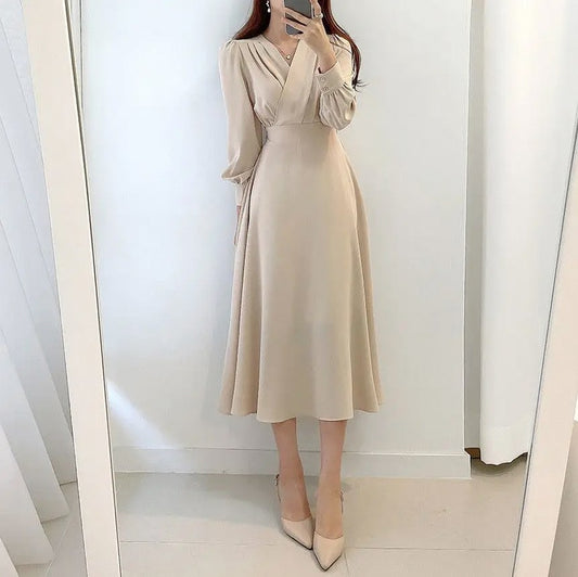 Wrap Long Sleeve Midi Dress